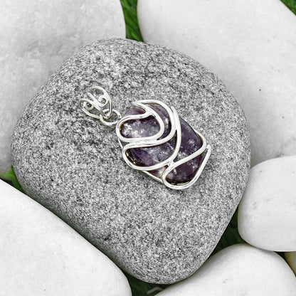 Natural Purple Lepidolite Pendant P-1561 SDP131429