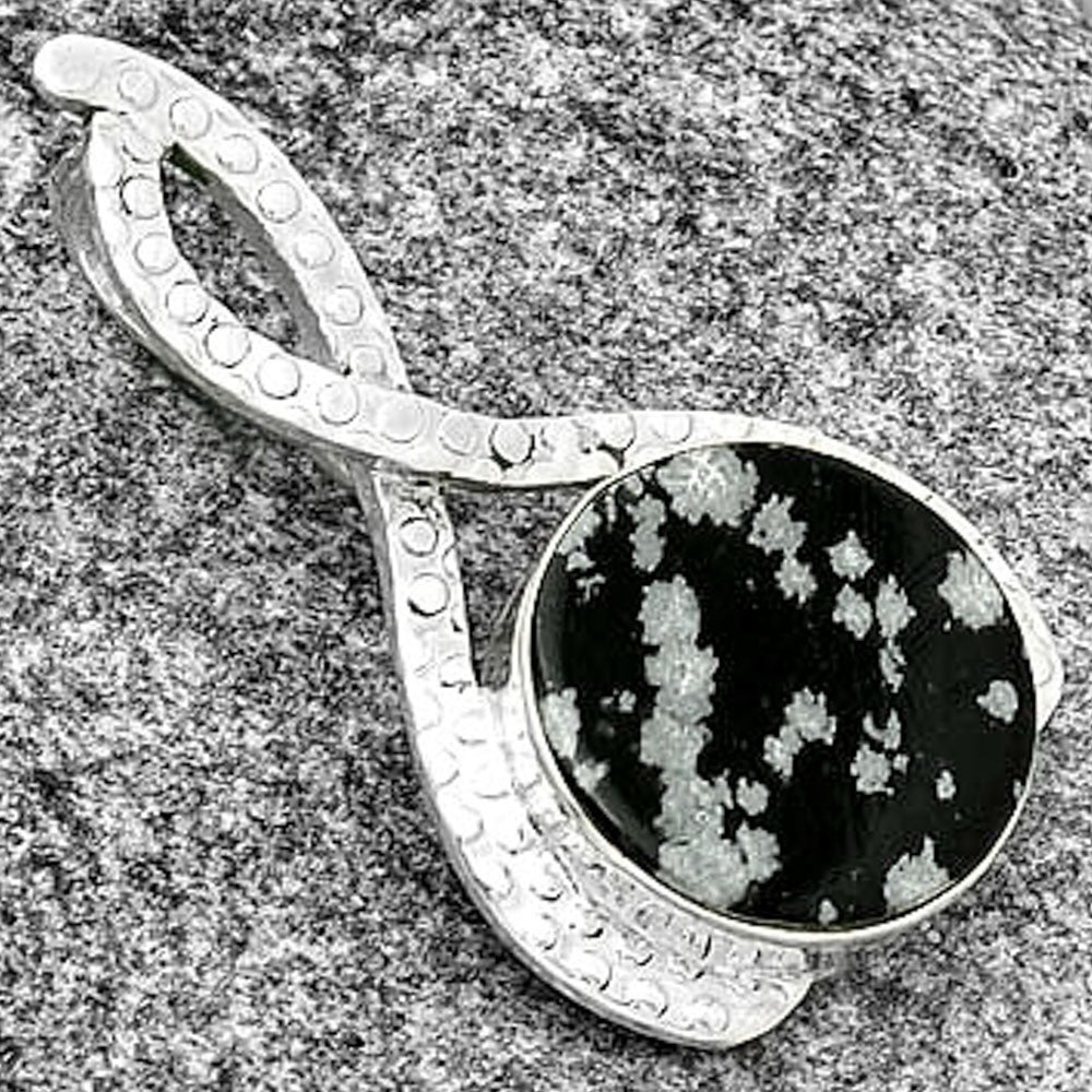 Natural Snow Flake Obsidian Pendant P-1549 SDP131461