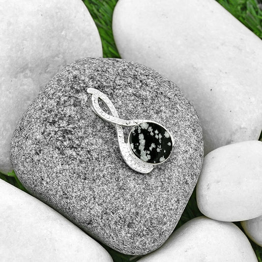 Natural Snow Flake Obsidian Pendant P-1549 SDP131461