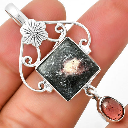 Natural Indian Blanket Jasper & Garnet Pendant P-1455 SDP131462