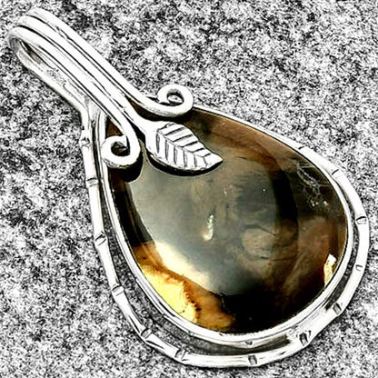 Natural Black Root Plume Agate Pendant P-1643 SDP131540