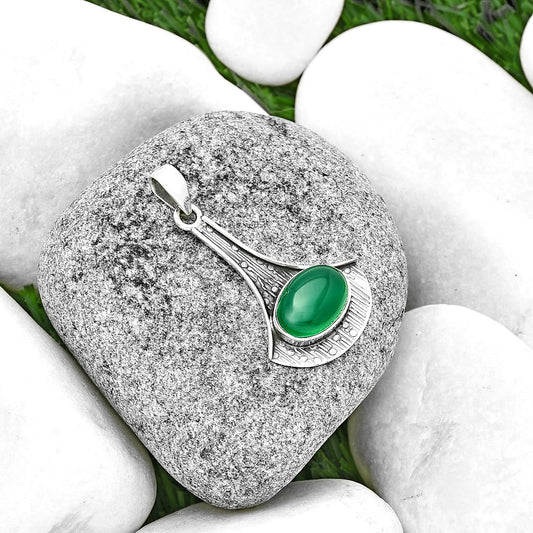 Natural Green Onyx Pendant P-1195 SDP131581