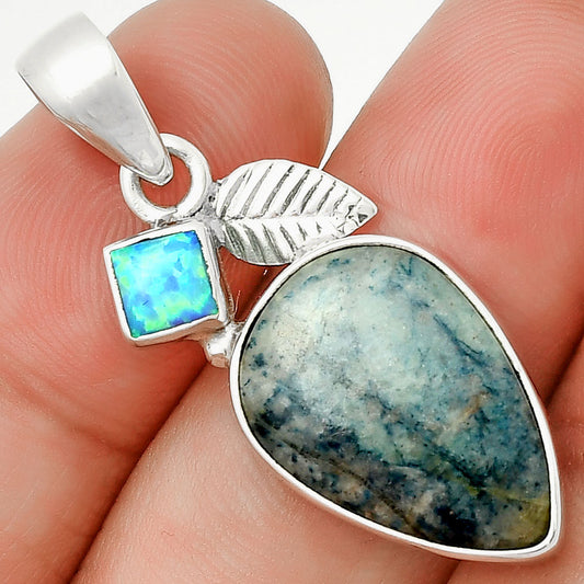 Blue Scheelite - Turkey & Fire Opal Pendant P-1652 SDP131626