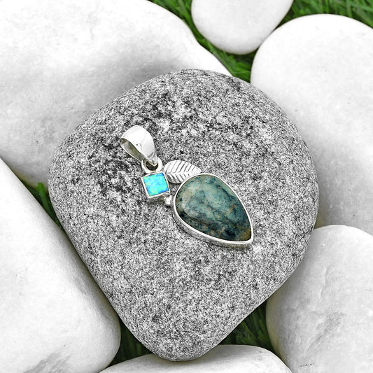 Blue Scheelite - Turkey & Fire Opal Pendant P-1652 SDP131626