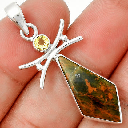 Turkish Rainforest Chrysocolla & Citrine Pendant P-1243 SDP131656