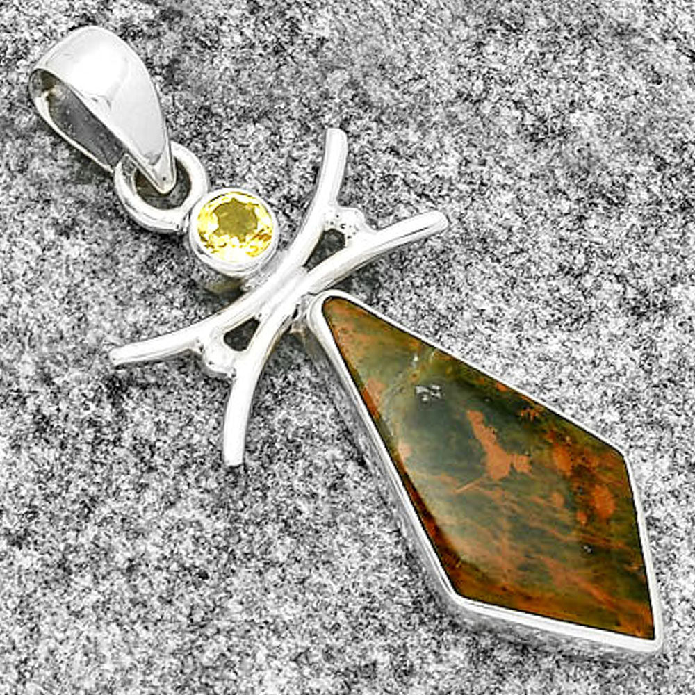 Turkish Rainforest Chrysocolla & Citrine Pendant P-1243 SDP131656