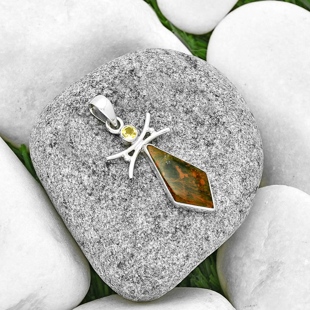 Turkish Rainforest Chrysocolla & Citrine Pendant P-1243 SDP131656