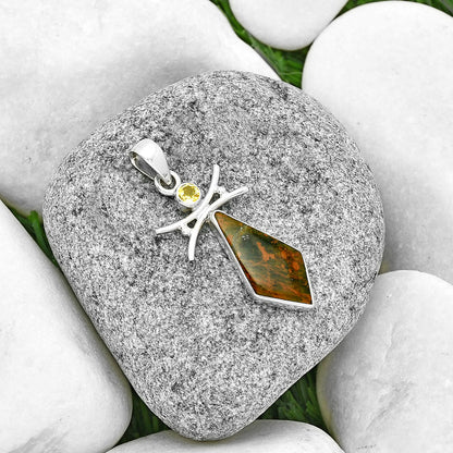 Turkish Rainforest Chrysocolla & Citrine Pendant P-1243 SDP131656