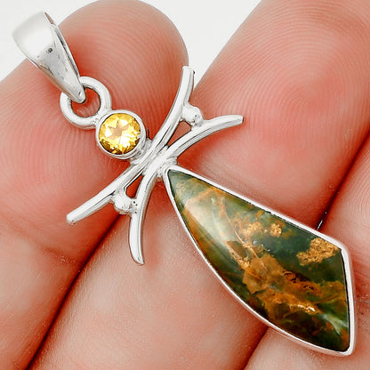 Turkish Rainforest Chrysocolla & Citrine Pendant P-1243 SDP131660