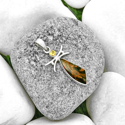 Turkish Rainforest Chrysocolla & Citrine Pendant P-1243 SDP131660