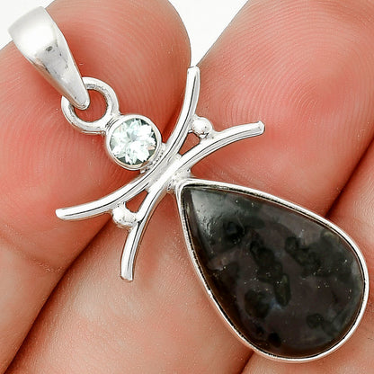 Natural Indigo Gabbro & Sky Blue Topaz Pendant P-1243 SDP131662