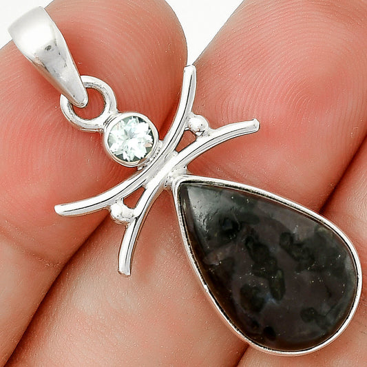 Natural Indigo Gabbro & Sky Blue Topaz Pendant P-1243 SDP131662