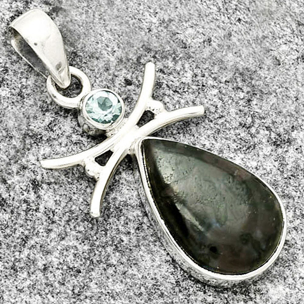 Natural Indigo Gabbro & Sky Blue Topaz Pendant P-1243 SDP131662