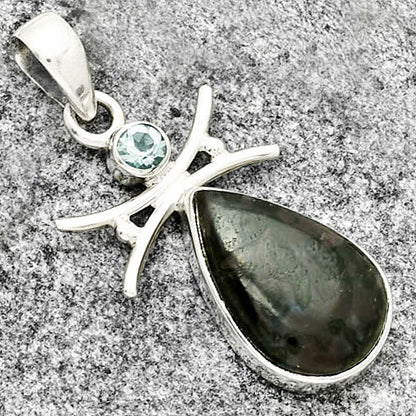 Natural Indigo Gabbro & Sky Blue Topaz Pendant P-1243 SDP131662