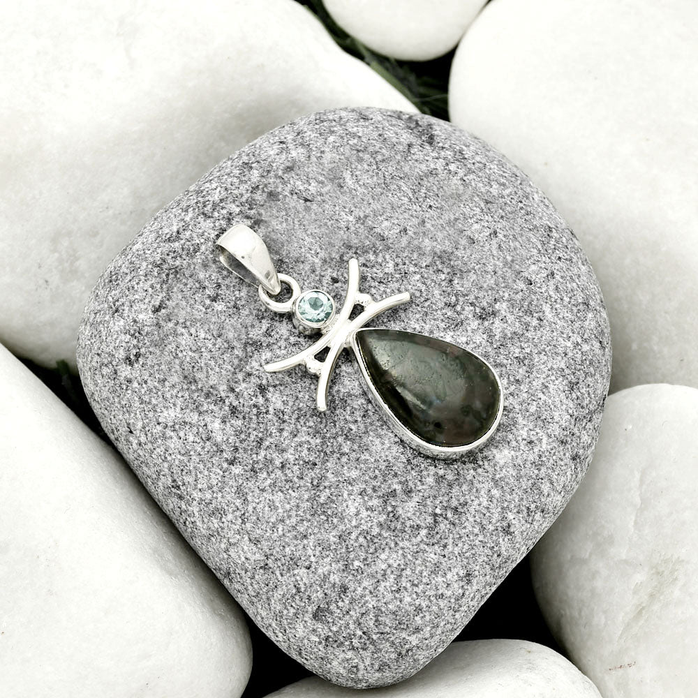 Natural Indigo Gabbro & Sky Blue Topaz Pendant P-1243 SDP131662