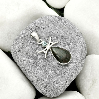 Natural Indigo Gabbro & Sky Blue Topaz Pendant P-1243 SDP131662