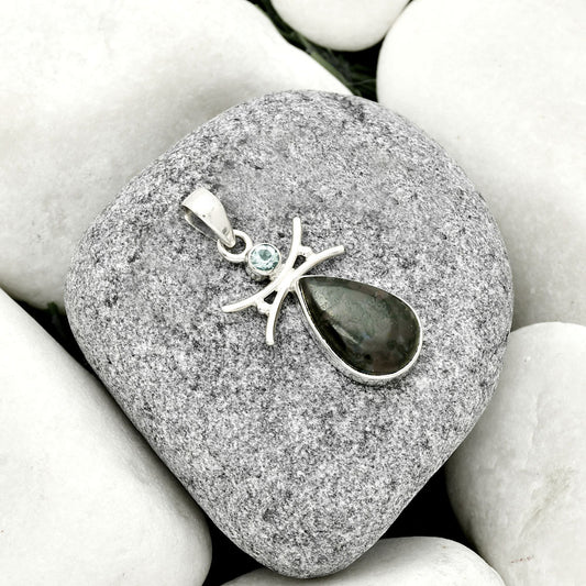 Natural Indigo Gabbro & Sky Blue Topaz Pendant P-1243 SDP131662