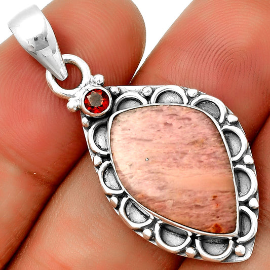 Natural Pink Tulip Quartz & Garnet Pendant P-1080 SDP131787