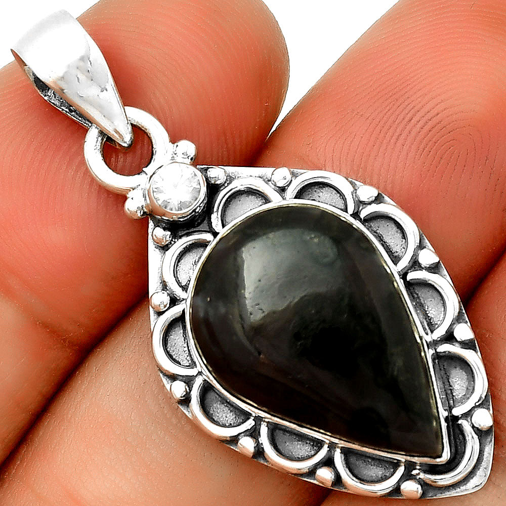 Natural Indigo Gabbro & Zircon Pendant P-1080 SDP131790