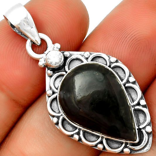 Natural Indigo Gabbro & Zircon Pendant P-1080 SDP131790