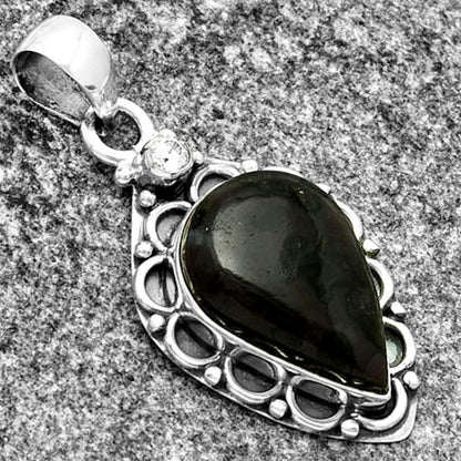 Natural Indigo Gabbro & Zircon Pendant P-1080 SDP131790