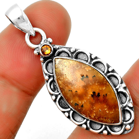 Sutured Ammonite Madagascar & Citrine Pendant P-1080 SDP131794