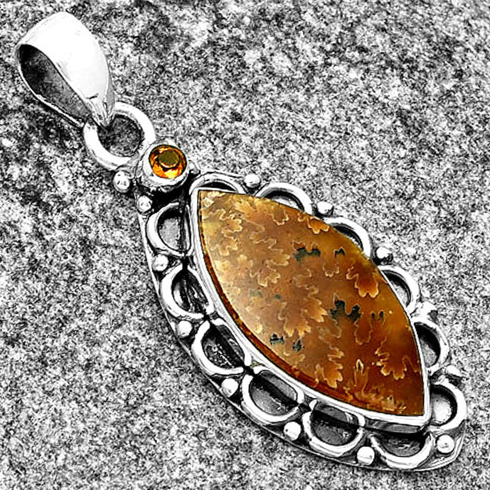 Sutured Ammonite Madagascar & Citrine Pendant P-1080 SDP131794