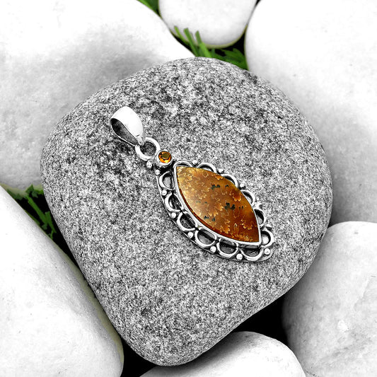 Sutured Ammonite Madagascar & Citrine Pendant P-1080 SDP131794