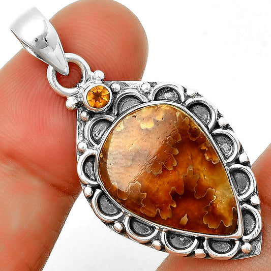Sutured Ammonite Madagascar & Citrine Pendant P-1080 SDP131795