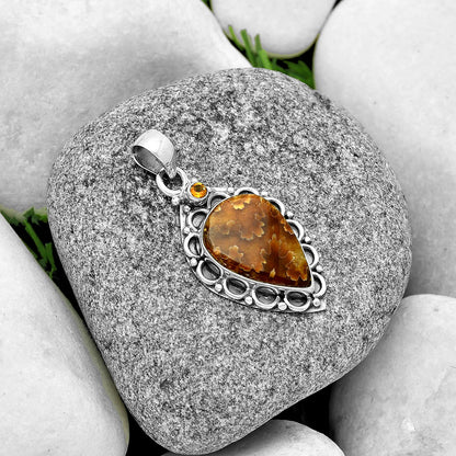 Sutured Ammonite Madagascar & Citrine Pendant P-1080 SDP131795