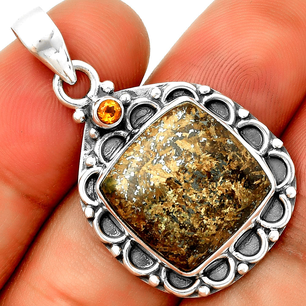 Natural Bronzite & Citrine Pendant P-1080 SDP131800