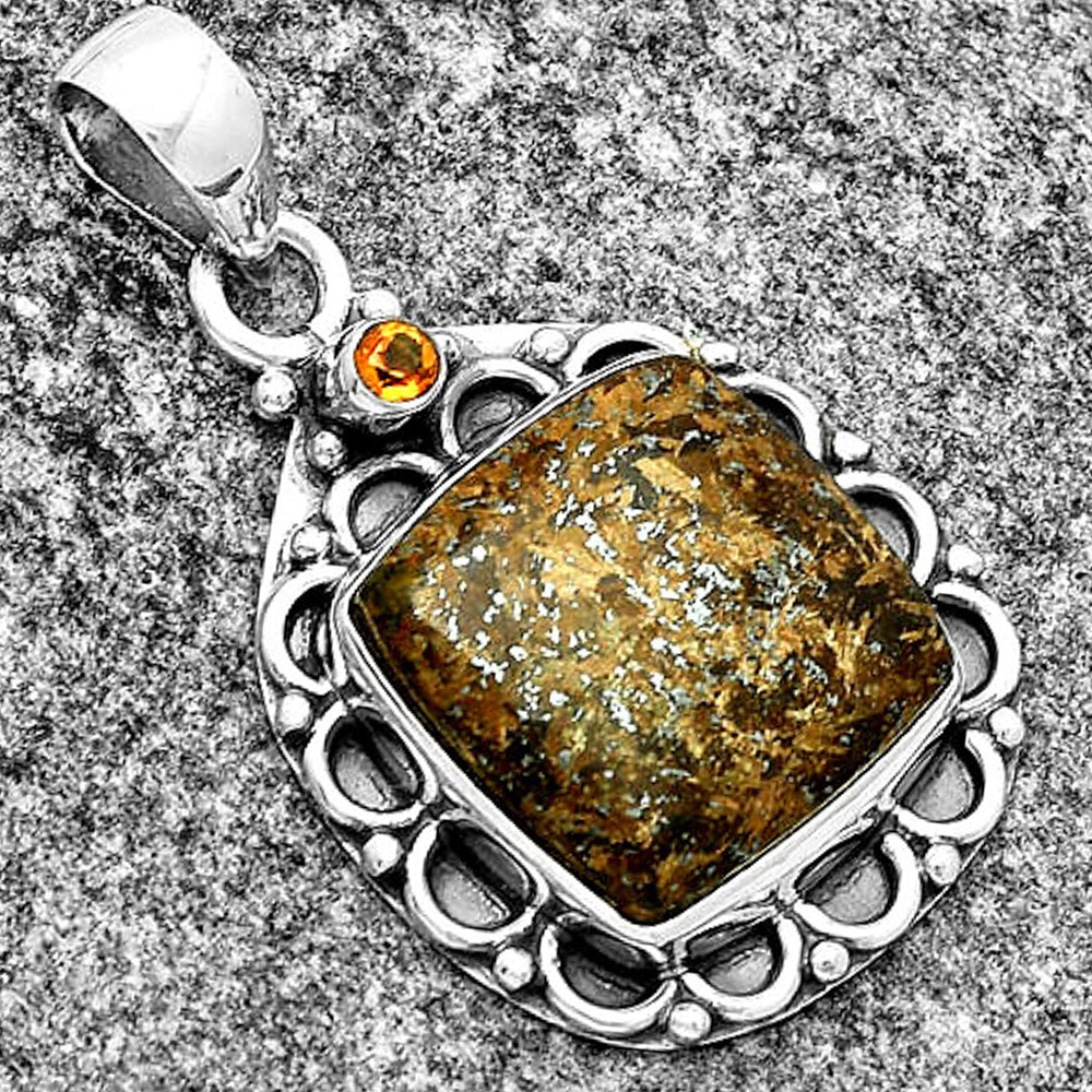 Natural Bronzite & Citrine Pendant P-1080 SDP131800