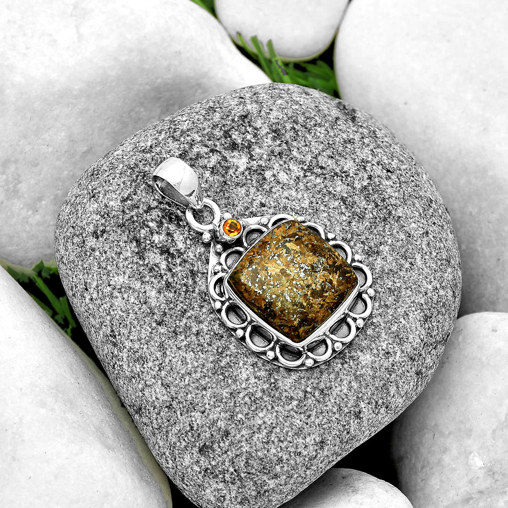 Natural Bronzite & Citrine Pendant P-1080 SDP131800