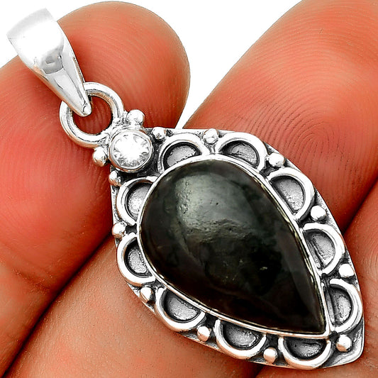 Natural Indigo Gabbro & Zircon Pendant P-1080 SDP131806
