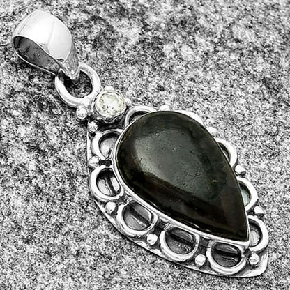 Natural Indigo Gabbro & Zircon Pendant P-1080 SDP131806