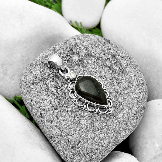 Natural Indigo Gabbro & Zircon Pendant P-1080 SDP131806