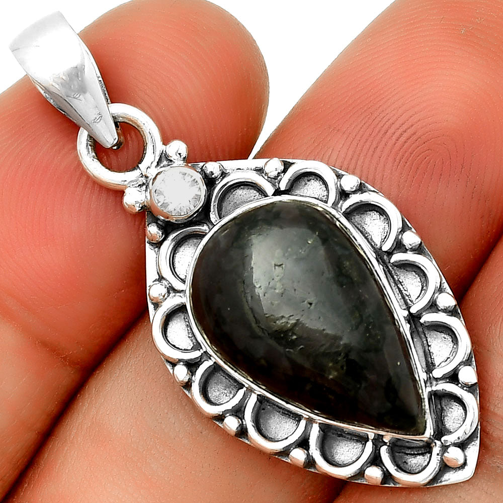 Natural Indigo Gabbro & Zircon Pendant P-1080 SDP131807