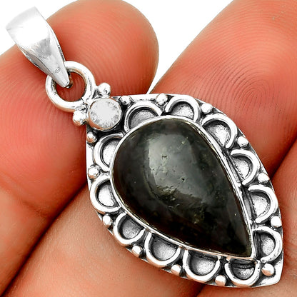 Natural Indigo Gabbro & Zircon Pendant P-1080 SDP131807