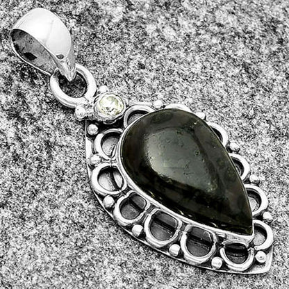 Natural Indigo Gabbro & Zircon Pendant P-1080 SDP131807