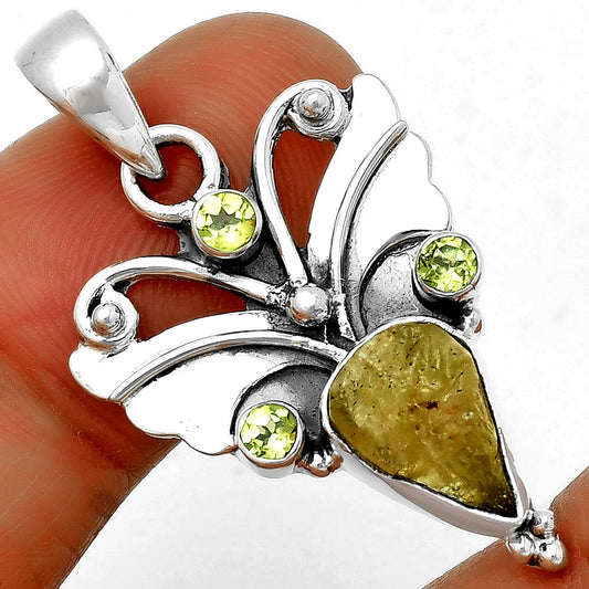 Green Kyanite Rough - India & Peridot Pendant P-1466 SDP131828