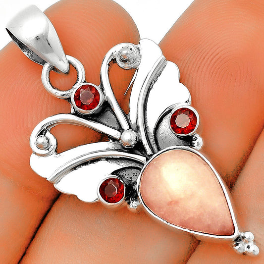 Natural Pink Scolecite & Garnet Pendant P-1466 SDP131838