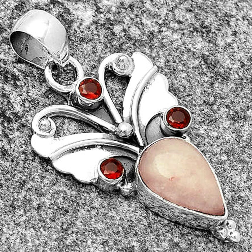 Natural Pink Scolecite & Garnet Pendant P-1466 SDP131838