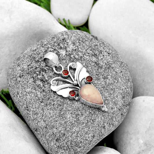 Natural Pink Scolecite & Garnet Pendant P-1466 SDP131838