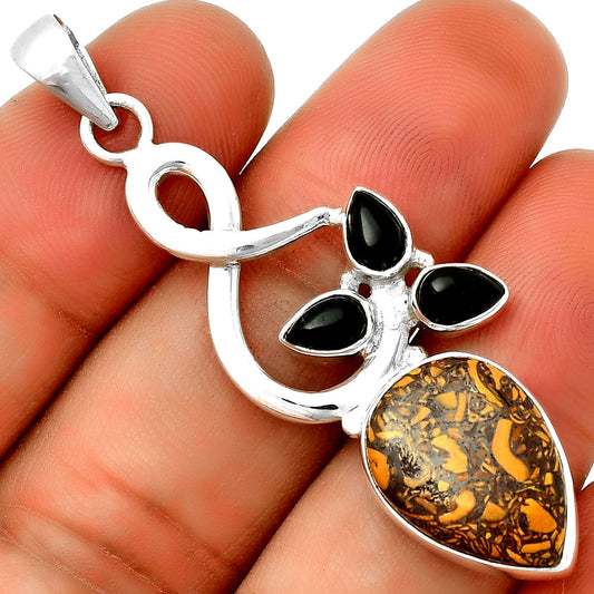 Coquina Fossil Jasper & Black Onyx Pendant P-1118 SDP131846