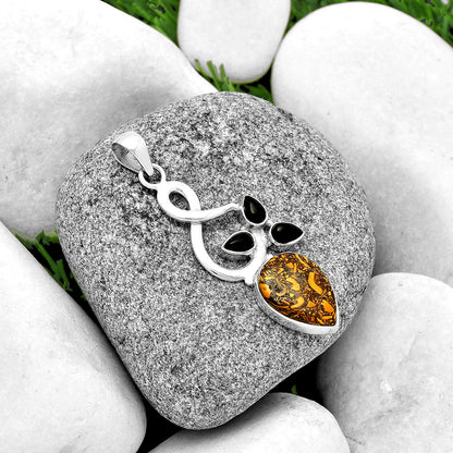 Coquina Fossil Jasper & Black Onyx Pendant P-1118 SDP131846