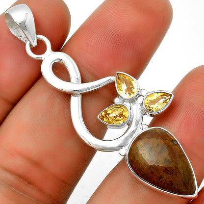 Natural Red Moss Agate & Citrine Pendant P-1118 SDP131847