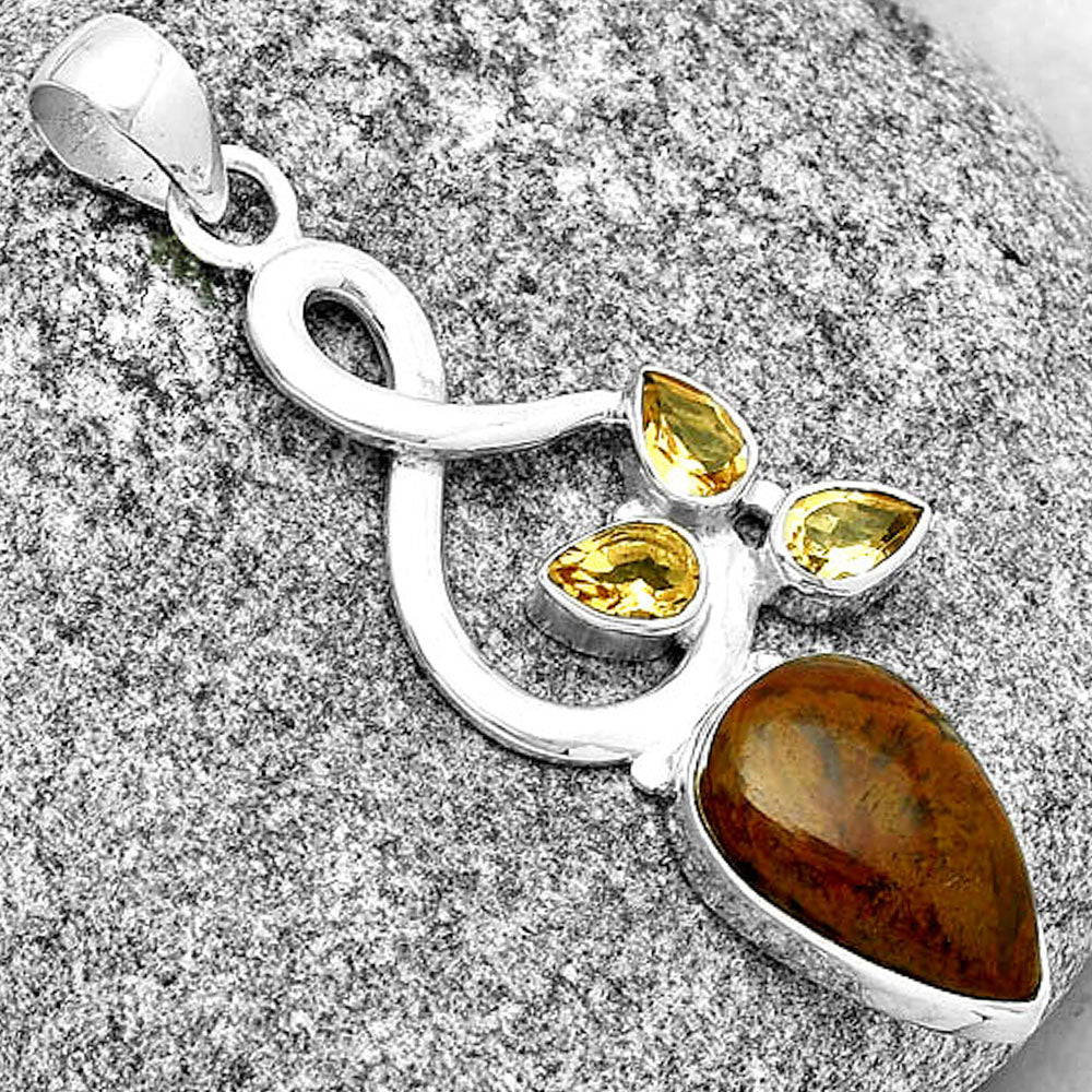 Natural Red Moss Agate & Citrine Pendant P-1118 SDP131847