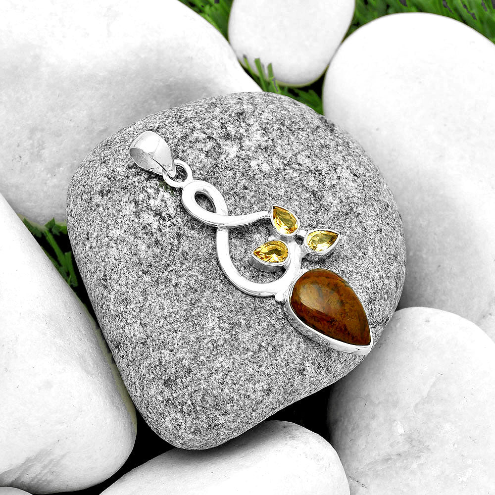 Natural Red Moss Agate & Citrine Pendant P-1118 SDP131847