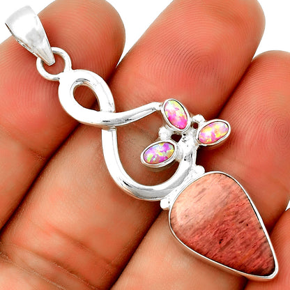 Natural Pink Tulip Quartz & Fire Opal Pendant P-1118 SDP131848