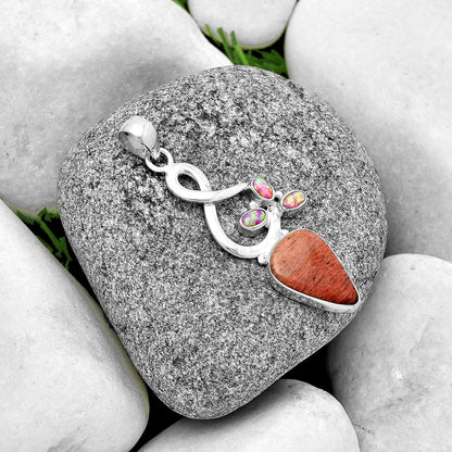Natural Pink Tulip Quartz & Fire Opal Pendant P-1118 SDP131848